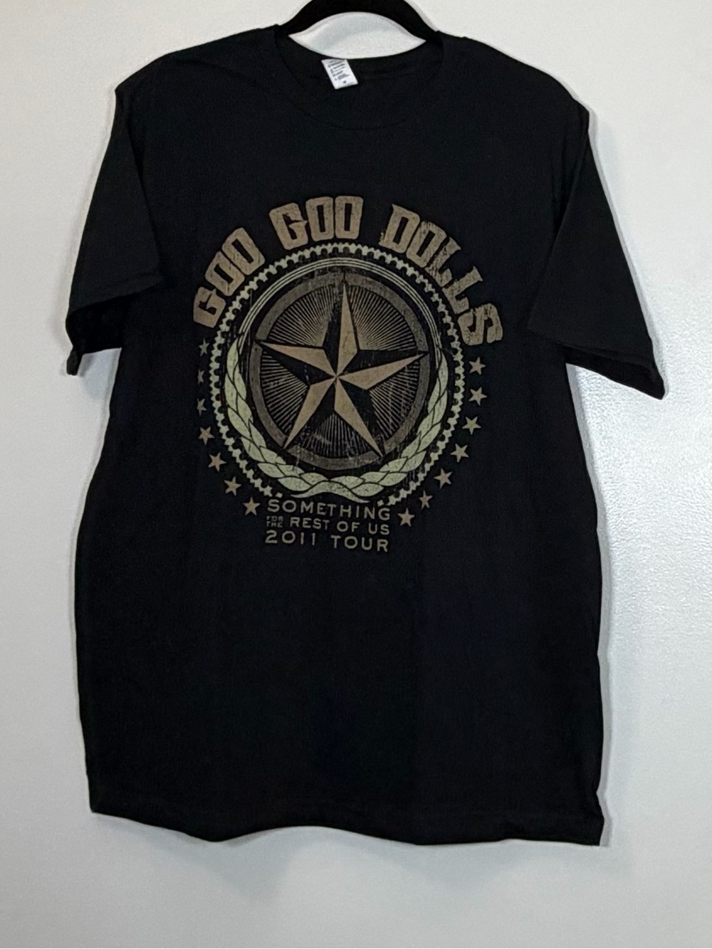 🆕 Anvil Black Goo Goo Dolls 2011 Tour Tee with Gold Graphic